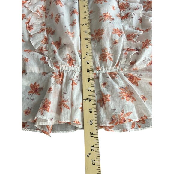 Free People Amanda Ruffle Wrap Top Medium Floral Womens Long Sleeve Boho Chic - Picture 7 of 13